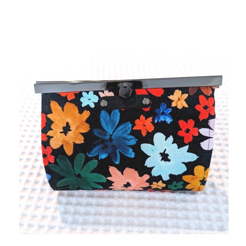 Handmade Floral Kiss Lock Clutch Purse Wallet | Cotton Frame Bag | Handmade Gift